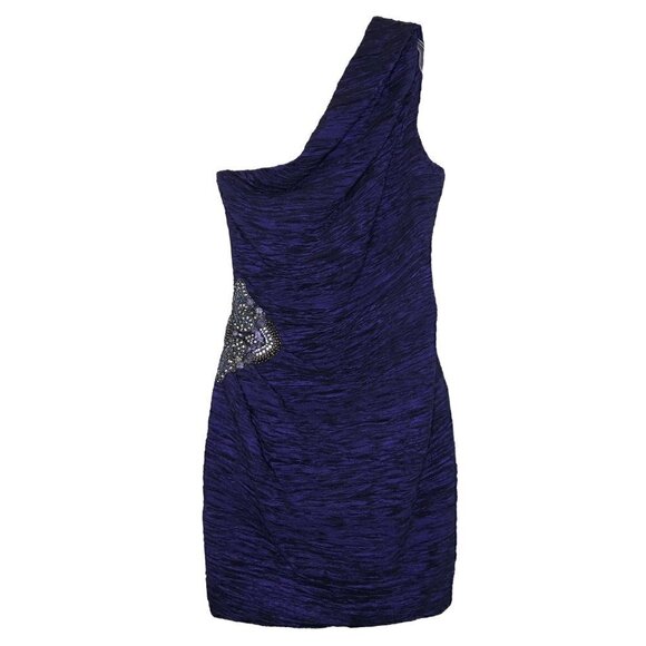 Eliza J Dresses & Skirts - ELIZA J One Shoulder Cocktail Dress Purple & Black w Rhinestone Beading - Size 6